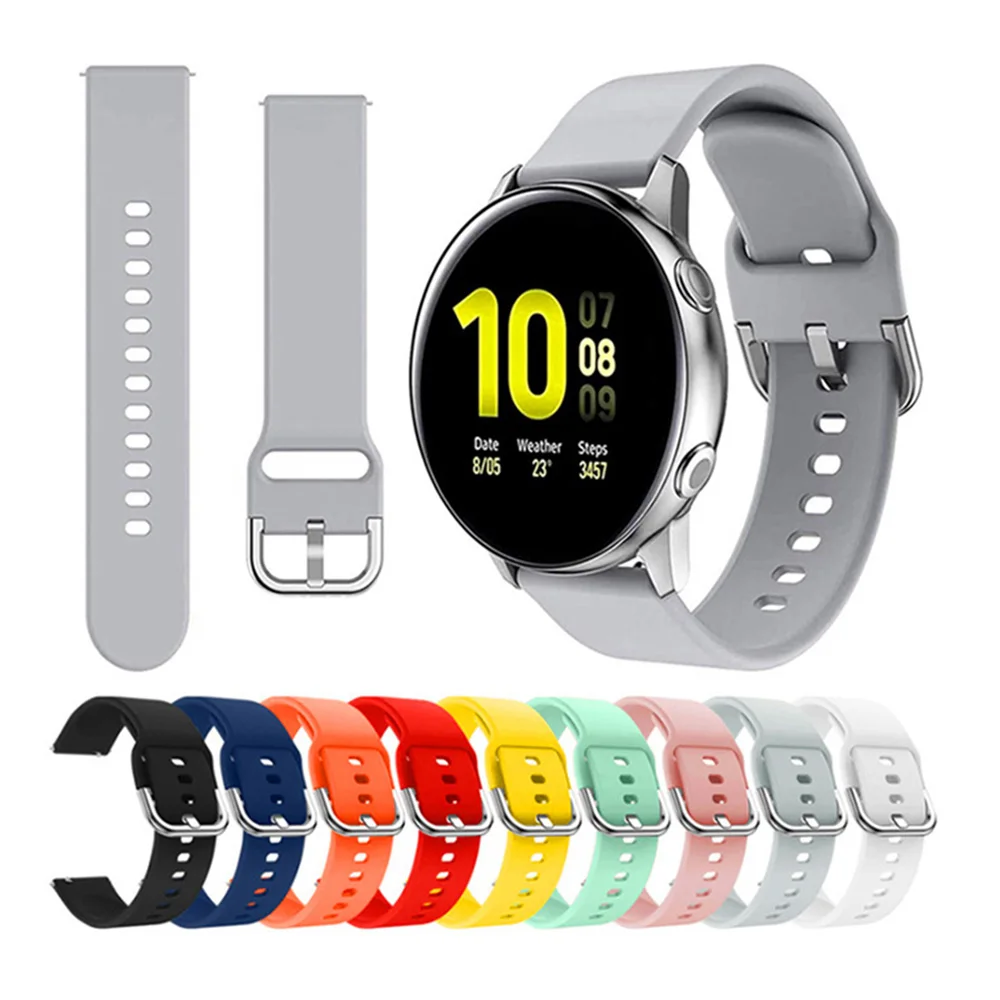 

20mm 22mm watch band 44mm 46mm Silicone watch band for Samsung galaxy watch for Active 2 gear sport, 10 colors