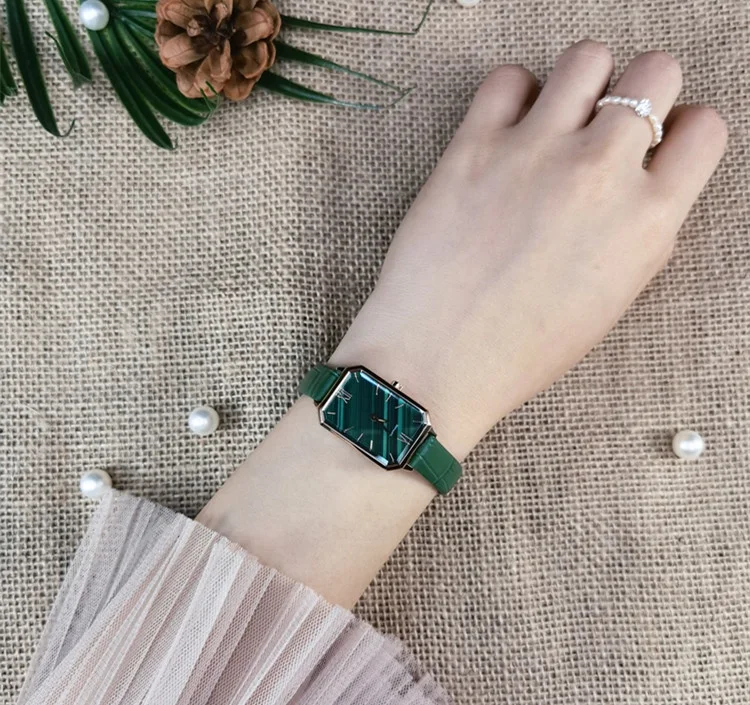 

Customized ladies watch hot selling small green dial square quartz watches waterproof wrist watch women luxury brand, Customized colors