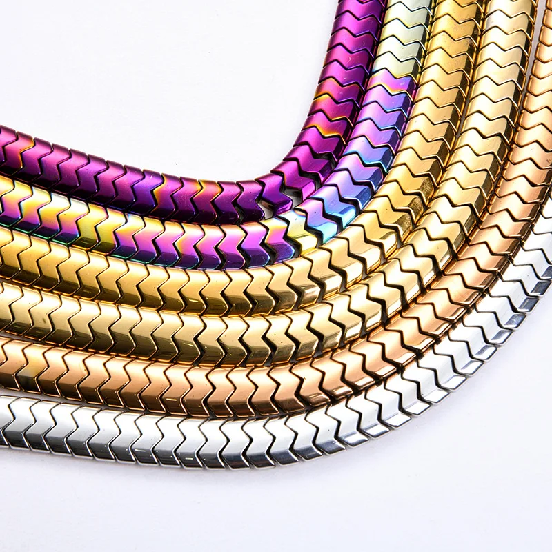 

12x6mm stripe waved shape Plated rainbow hematite spacer beads for necklace making, Blue and etc.
