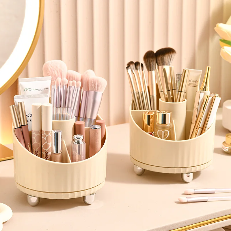 2024 Rotating Makeup Organizer Makeup Brush Holder Cosmetic Storage Box Makeup Storage Organizer Pencil Case Lipstick Organizer