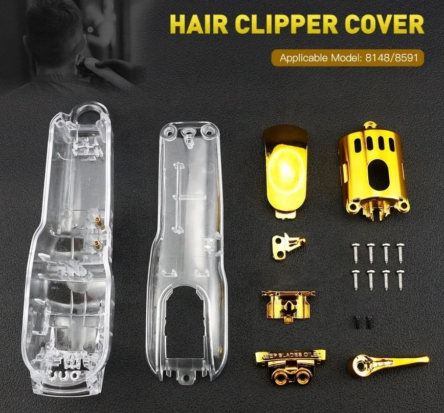 

Transparent Magic Cordless Clipper Case Wireless Housing with Gold Accessories Hair Clipper Clear Cover 8148 8591, Clear/transparent