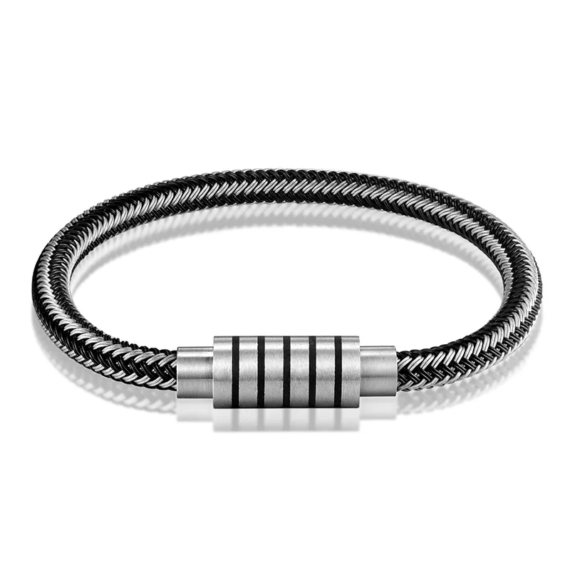 

Simple & Fashionable Stainless Steel Bracelet With Magnet Jack Titanium Steel Wire Bracelet For Men, Black