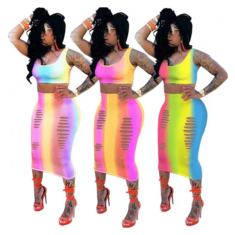 

Wholesale Crop Top and Midi Skirt Two Piece Set Women Lady Elegant Party Dress 2021 Summer Birthday Dress Sexy, Picture color
