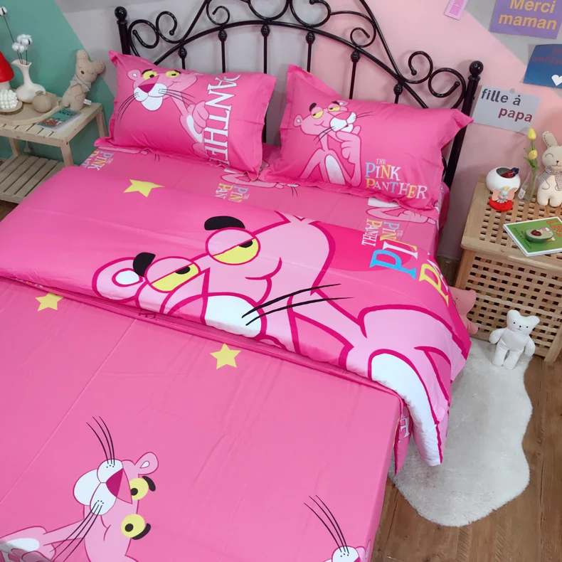 Modern children cartoon 4 piece bedding set 100% cotton printed duvet cover bed sheet set Pig Pecs