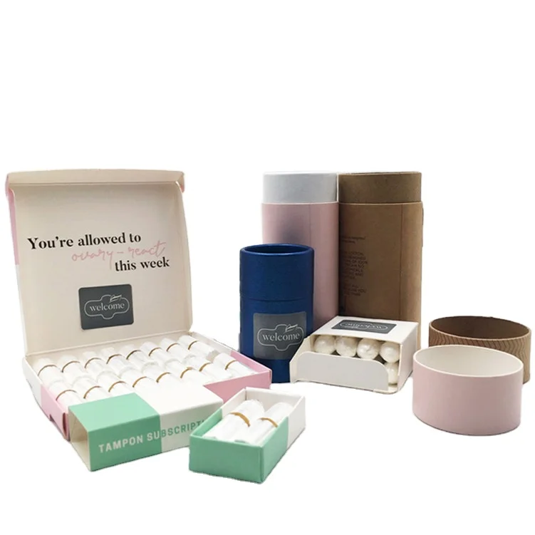 

Tampons organic cotton tampon logo printed on tampon storage box dispense