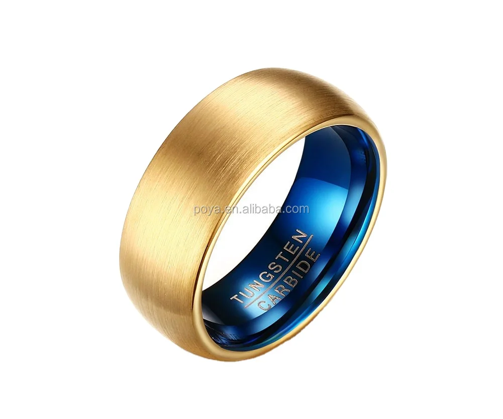 

Best Sales Mens Blue Tungsten Rings Classical Gold Color Rings Men Stainless Steel Jewelry