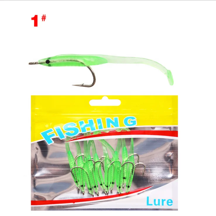 

10 PCs/Lot 70mm 1g fishing soft lure rubber eel jig with stainless steel hook, As picture or custimized