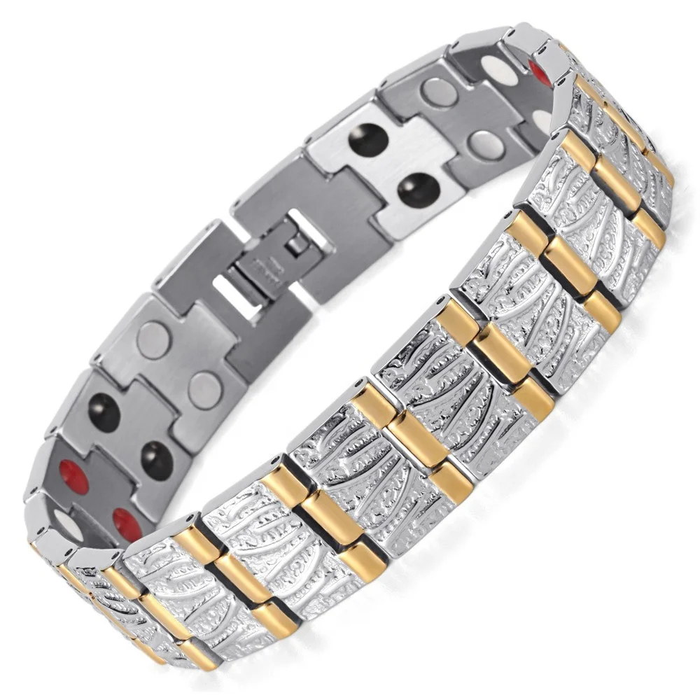 

Men Couple Gold Plating Health Germanium Steel Bio Magnetic Stainless Steel Bracelet Jewelry Birthday Gift