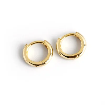 

Round Glossy Gold S925 Sterling Silver Earrings Delicate 18K Plain Hoop Huggie Earrings Jewelry Women Wholesale, As picture ,many color
