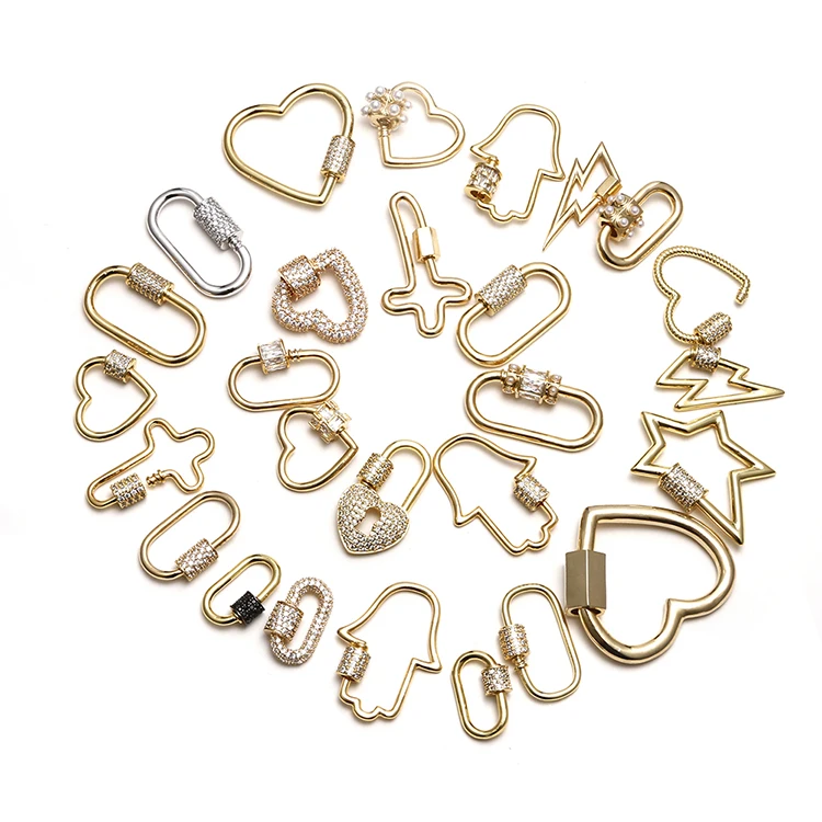 

Various Shapes Pendant Clasps 0.05um Gold Plated Fine Necklace Clasp Lock for Pendant Replacement, Multiple colors available