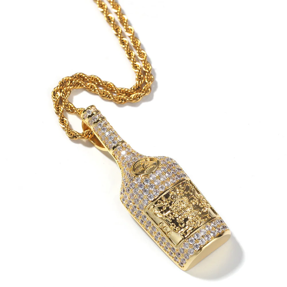

Hip-Hop Micro Zircon whiskey bottle pendant Hip-Hop hipster Bottle pendant wholesale