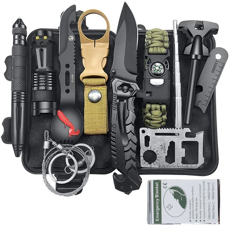 

China factory survival gear adventure emergency kit 14-in-1 wilderness tools first aid supplies