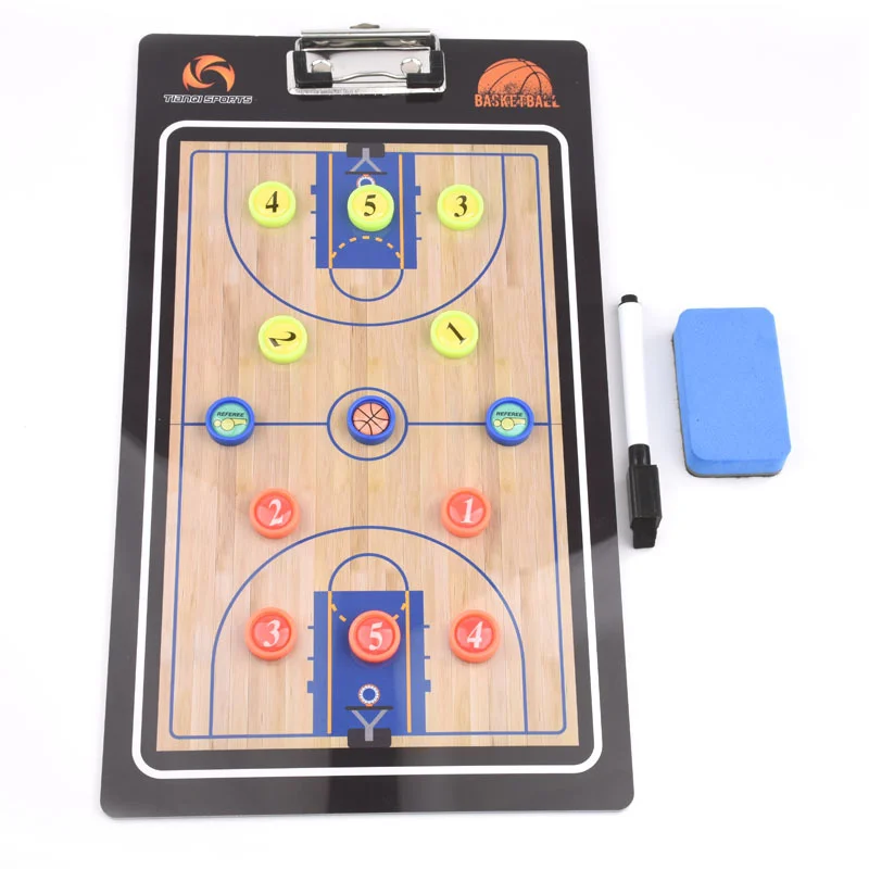 

Straight Erasable basketball tactic board Coach unfold Clipboard magnetic tactic board basketball tactical coaching two sides, Blue