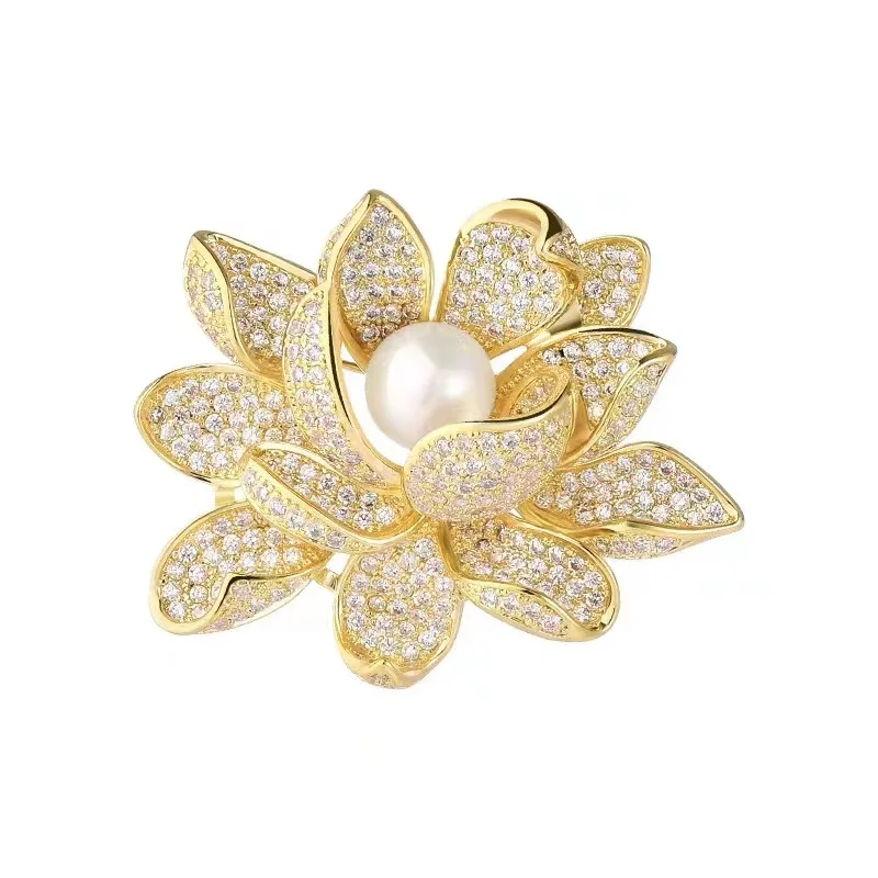 Fashion Women's Jewelry Elegant Rhinestone Flower Brooch Pins Pearl corsage Luxury accessories