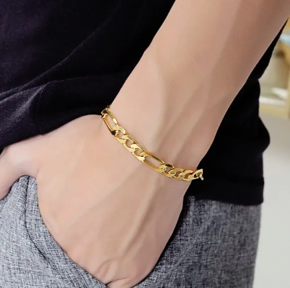 Click to Buy  Dubai Bracelet For Men Women 24K Gold Color Width 21cm 16mm  Hiphop Chain Bracelet Ethio  Bracelets for men Mens gold jewelry Trendy  bracelets