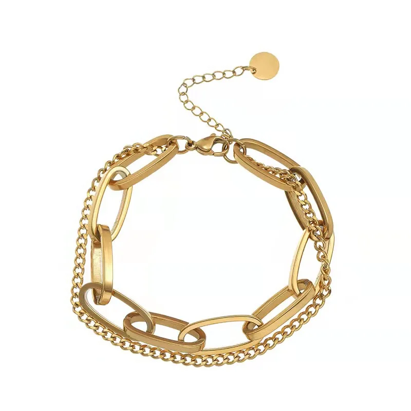 

Chain Stainless Steel Bangle Bracelet for Women Exquisite Gold Metal Bracelet Jewelry