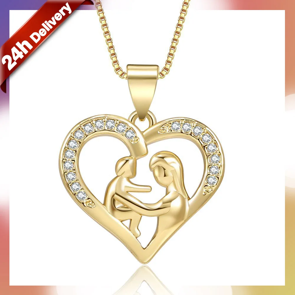 

Dylam Good Quality NO MOQ Mother Daughter Necklace Heart Memory Pendant 18K Gold Plated Mothers Day Love Baby Mom