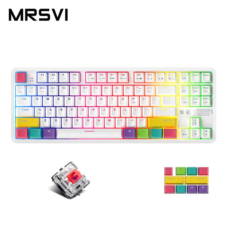 

Cheap 87-key Programmable Wireless Gaming Keyboard BT Wired Dual-mode RGB Backlight Switch Mechanical Keyboard