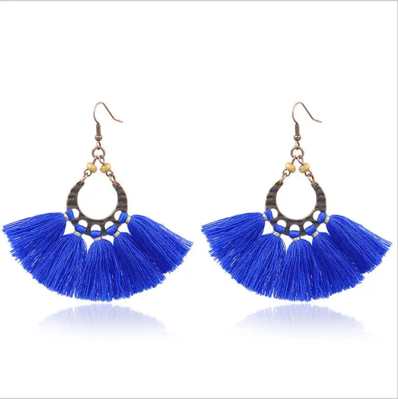 

Fashion 2021 Long Drop Tassel Earrings Vintage Dangle Flower Bohemian for Women Ethnic Party Jewelry