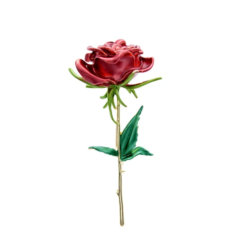 

Enamel Rose Flower Brooches For Women Lady Fashion Luxury Flower Pin Spring Summer Design 4 Colors Available Gift