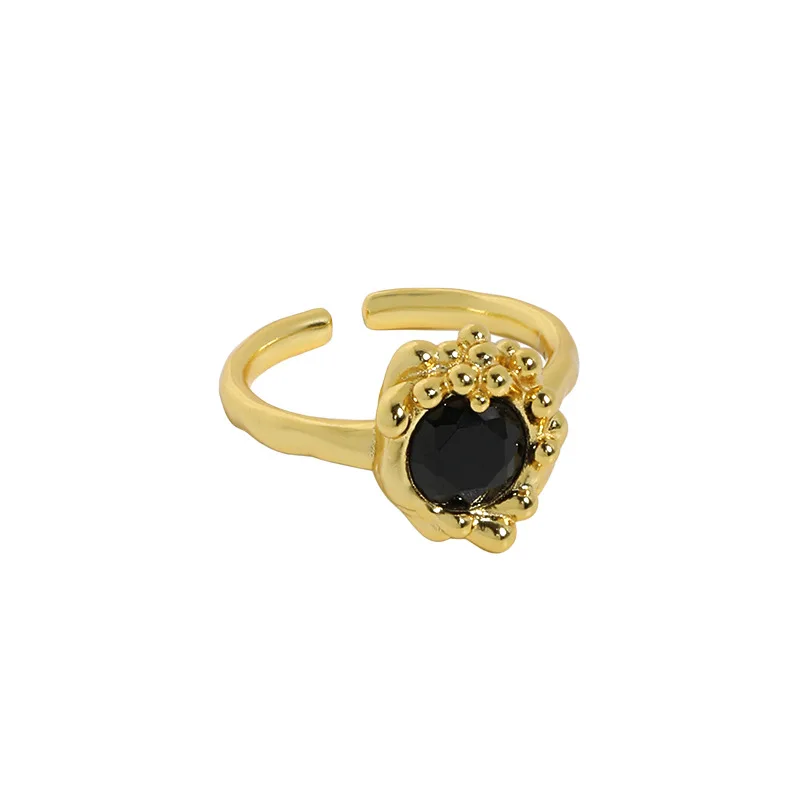 

VIANRLA 4A black zircon stone ring 925 sterling silver zircon rings for women