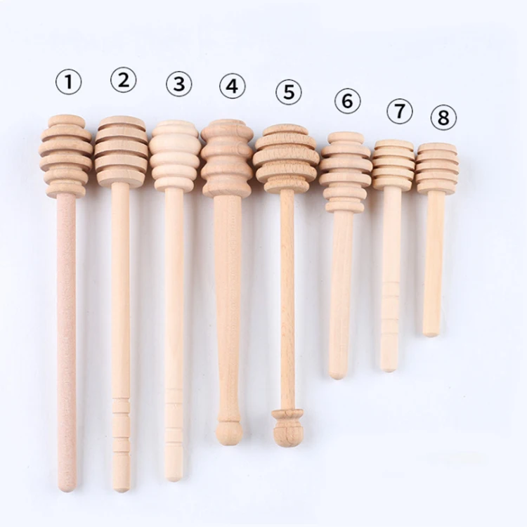 

Estick Manufacture Wholesale Eco-friendly Wood Honey Spoon Mini Wooden Honey Dipper Stick with Custom Logo