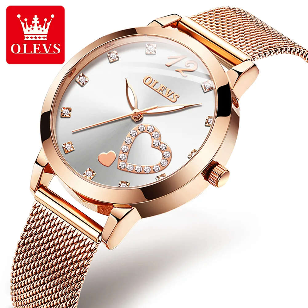 

OLEVS Brand Steel Mesh Women Quartz WristWatch Cheap Prices Low MOQ OEM Logo Watch For Women