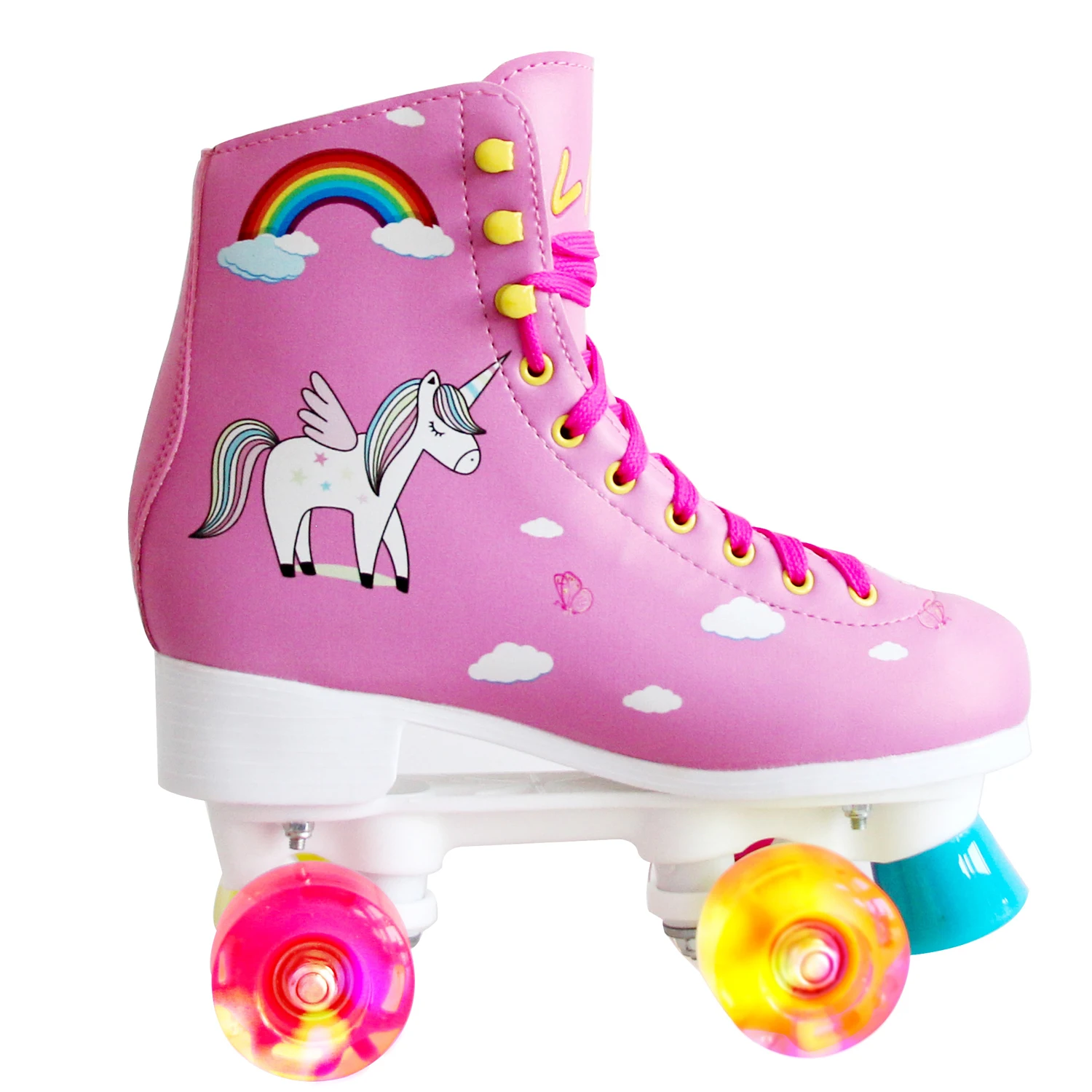 

LIKU Quad Roller Skates for Girl and Women with All Wheel Light Up,Indoor/Outdoor Lace-Up Fun Illuminating Roller Skate for Kid