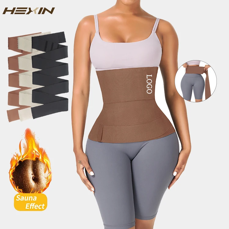 

Custom Logo Hexin Compression  Bandage Tummy Trimmer Waist Trainer Lose Weight Women Belt Brown Waist Wrap Band, As show