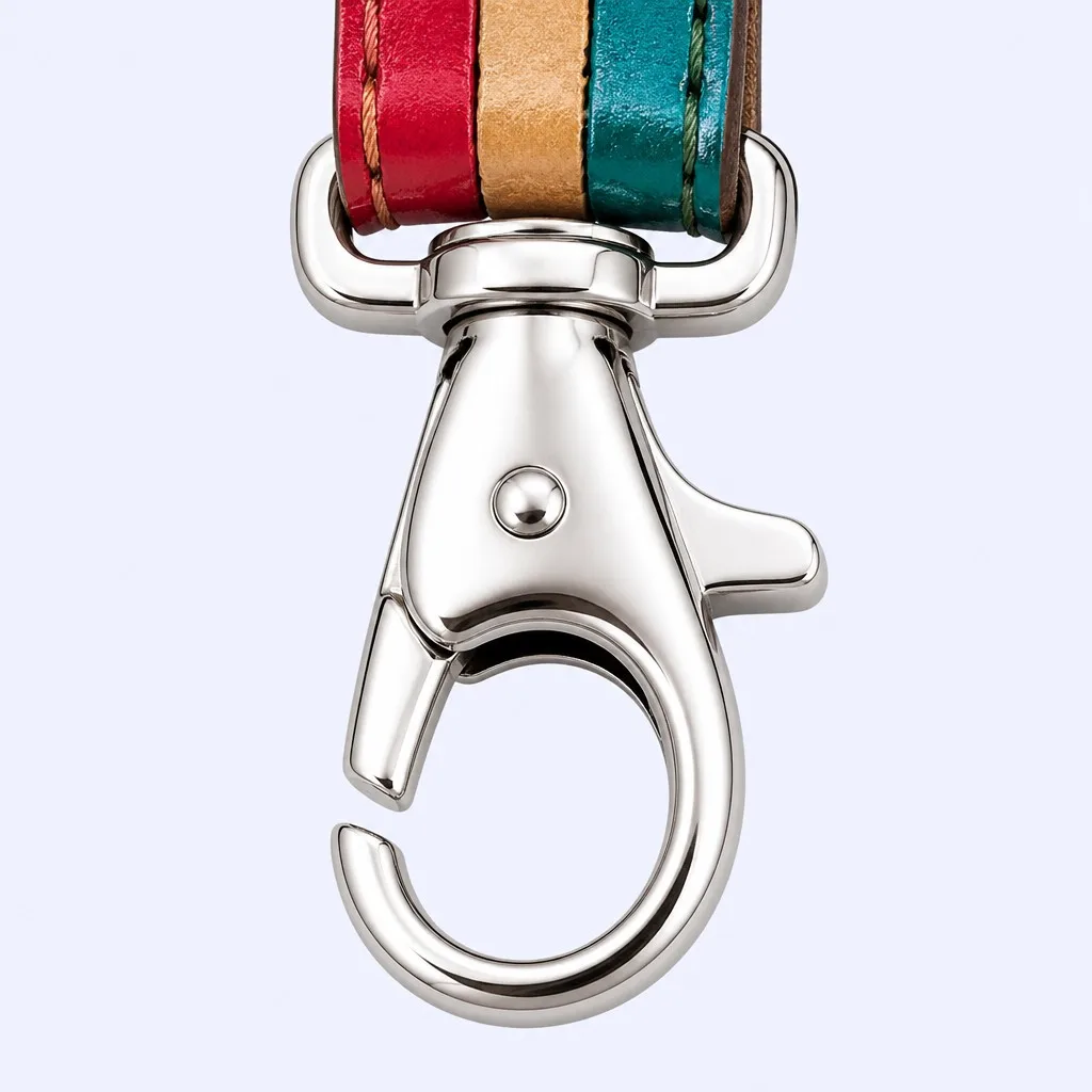 Close-up of the silver lobster claw clasp