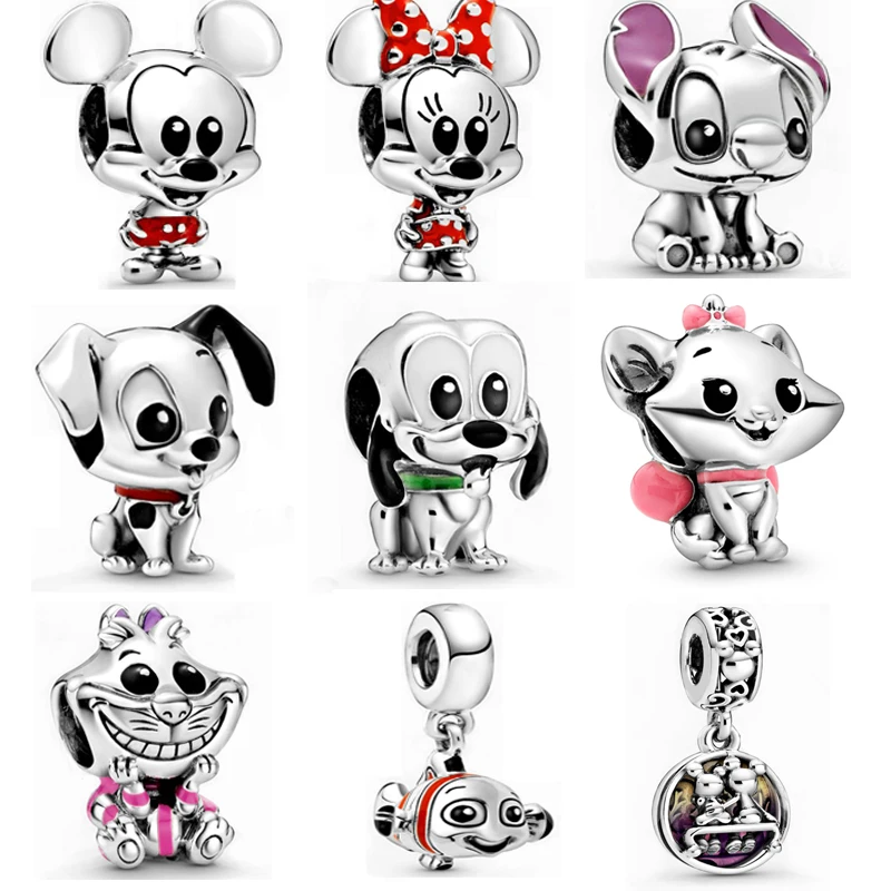 
925 sterling silver Mickey Minnie Bruto Mary Cat charm bead for pandoras bracelet women jewelry 