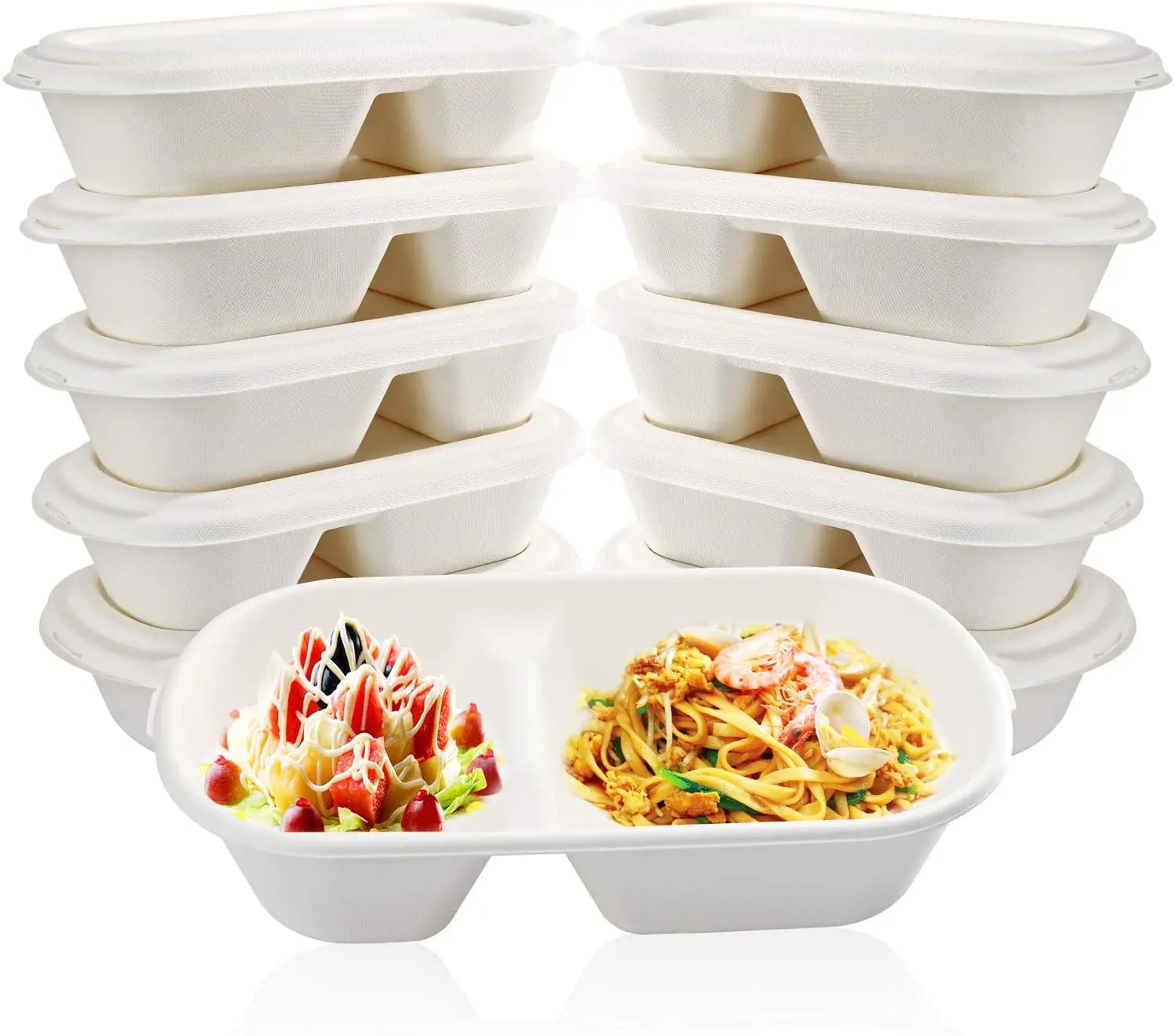 

High Quality Biodegradable Disposable Oval Lunch Takeaway Box Food Container