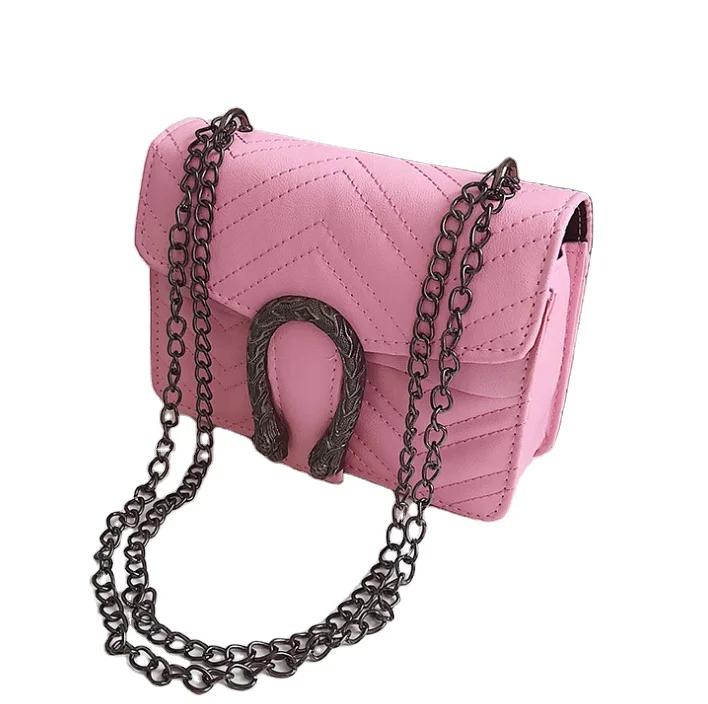 

Fashion Ins PU Women Handbag Metal Chain Crossbody Shoulder Bag Ladies Leather Square Mini Handbag Girls Beach Tote Bag, White,black,pink