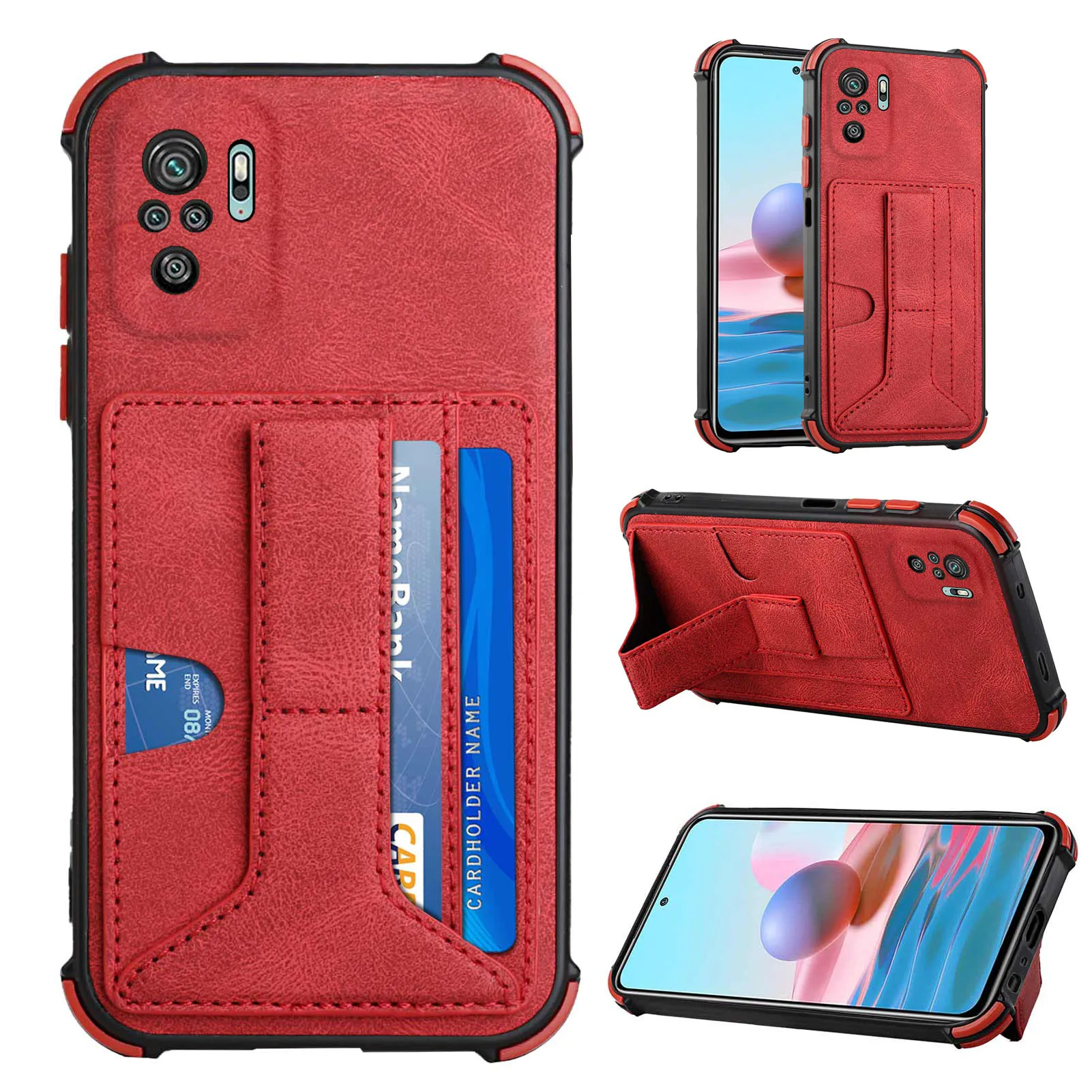 

For Redmi Note11 10 Pro 10 Prime 9A K40 leather back phone case amazon card holder, 5colors