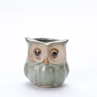 

Z741 Garden Owl Planters Pots Glazed Ceramic Flower Pot Mini Succulent Plant Pot