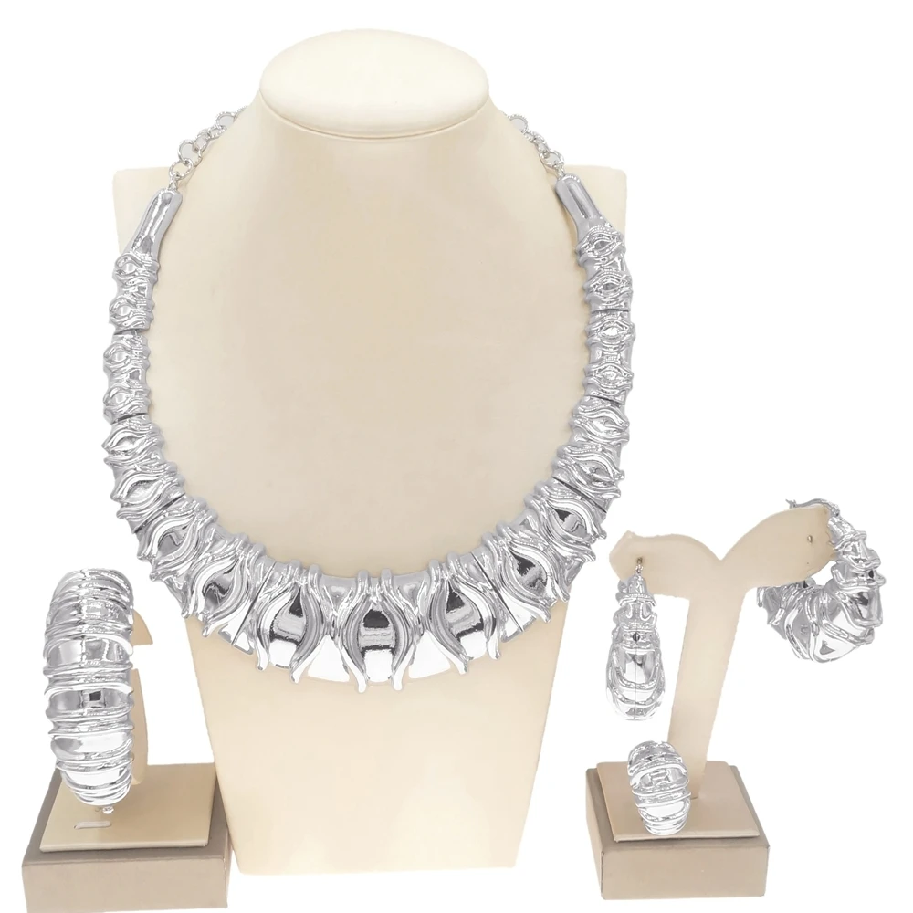 

Yuliali Hot Sale Big Style Dubai Gold Jewelry Set Factory Latest Wholesale Exquisite Women Wedding Dating 4-piece Jewellery Sets