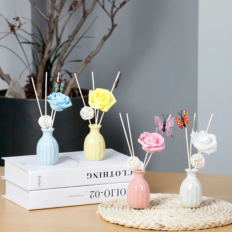 

Fashion reed diffusers sets bathroom holiday gift reed diffuser literary Morandi ceramic bottle reed diffuser set for home