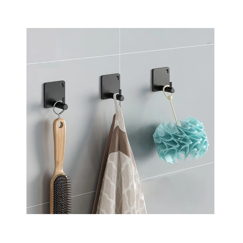 

Black aluminum wall hook strong adhesive adhesive hook wall adhesive wall hook
