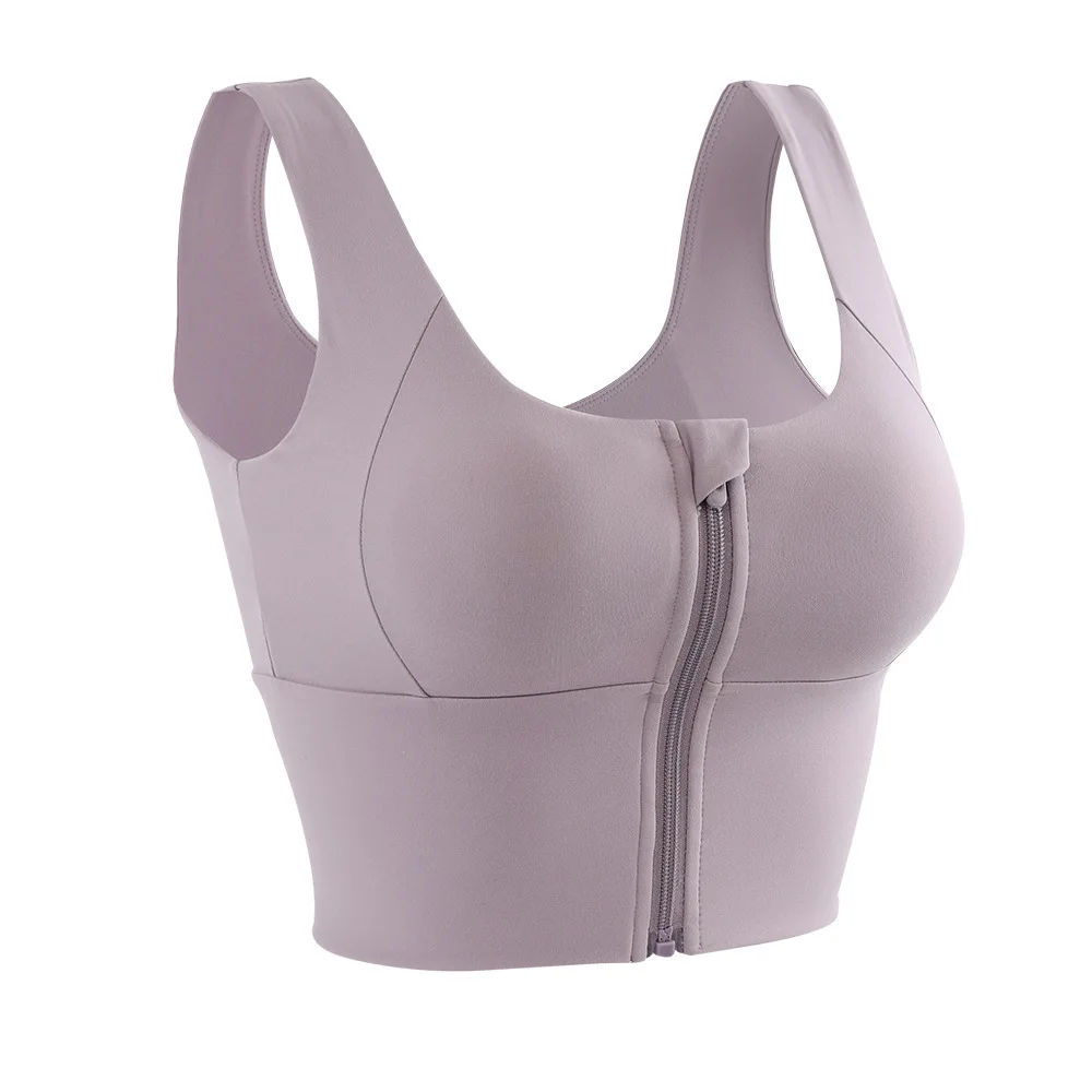 

Double-sided matte yoga sports bra Front zippered vest High strength shock-resistant fitness sports bra, Shown