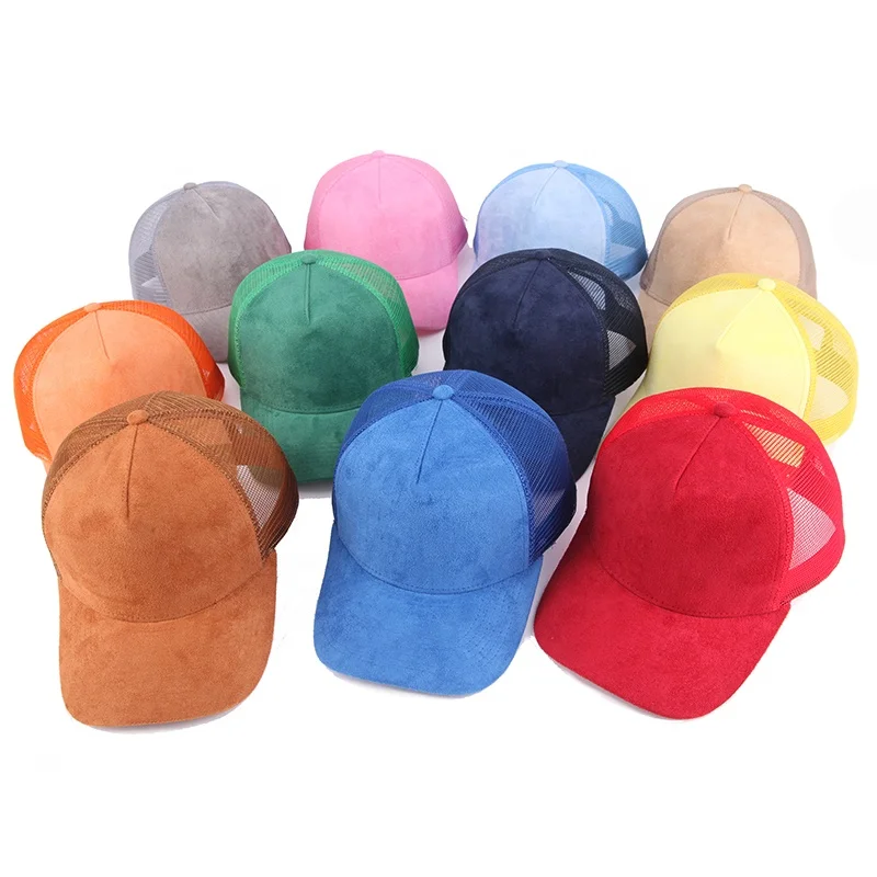 

Wholesale trucker hats embroidered trucker caps custom suede mesh cap