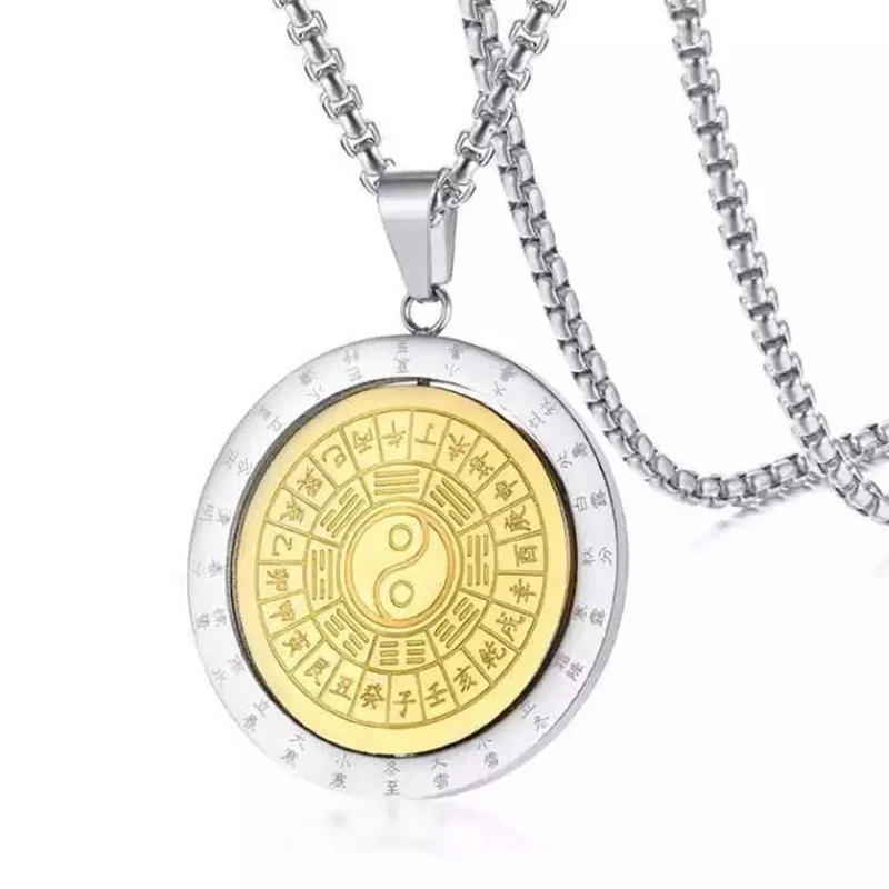 

316L Stainless Steel Spinner Buddhist Ornaments Eight Diagrams 12 Zodiac Signet Necklace Pendant For Gift New Arrival