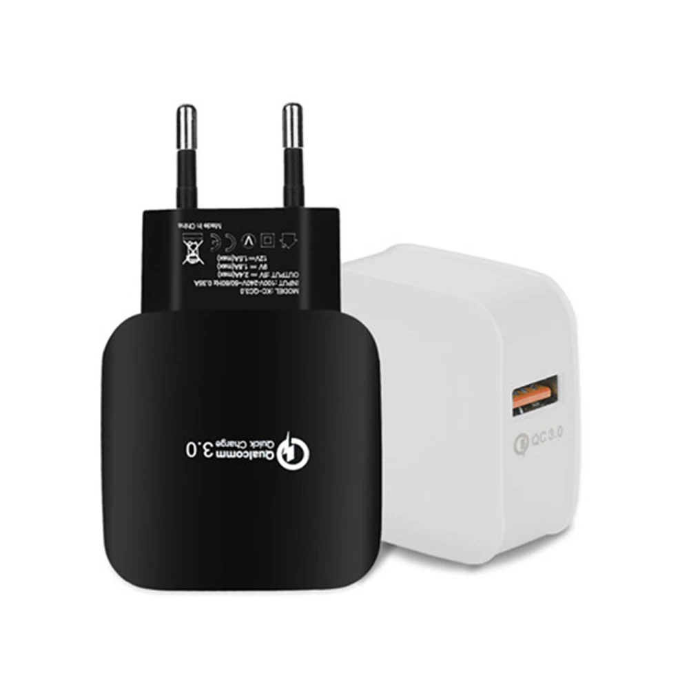 

High quality wholesale U L CE 18W USB QC 3.0 EU/UK/US Plug 3A quick charger 5V 9V 12V travel wall charger for mobile phone, White/black/gray