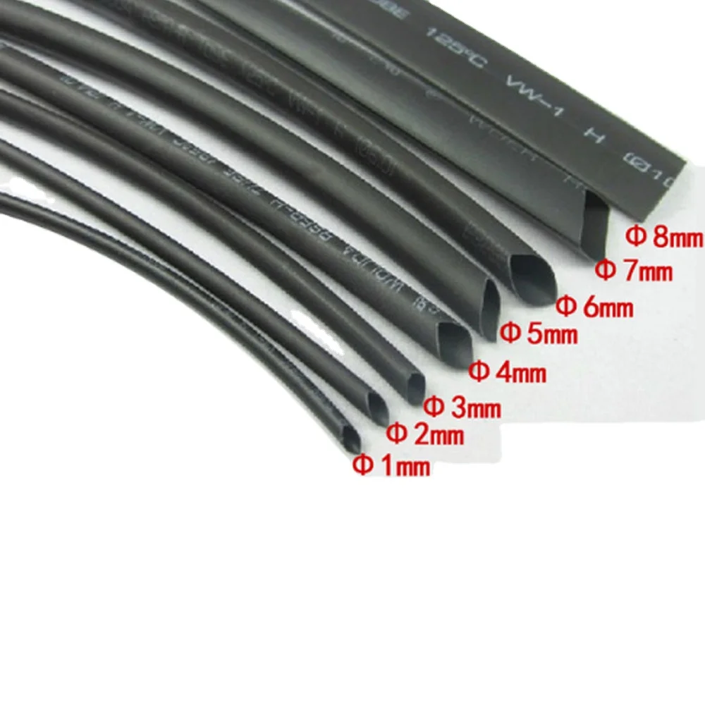 

8meter/lot Heat Shrink Tube 1mm 2mm 3mm 4mm 5mm 6mm 7mm 8mm Heat Shrink Tubing Shrinkable Wrap Sleeve Kit top Electronic