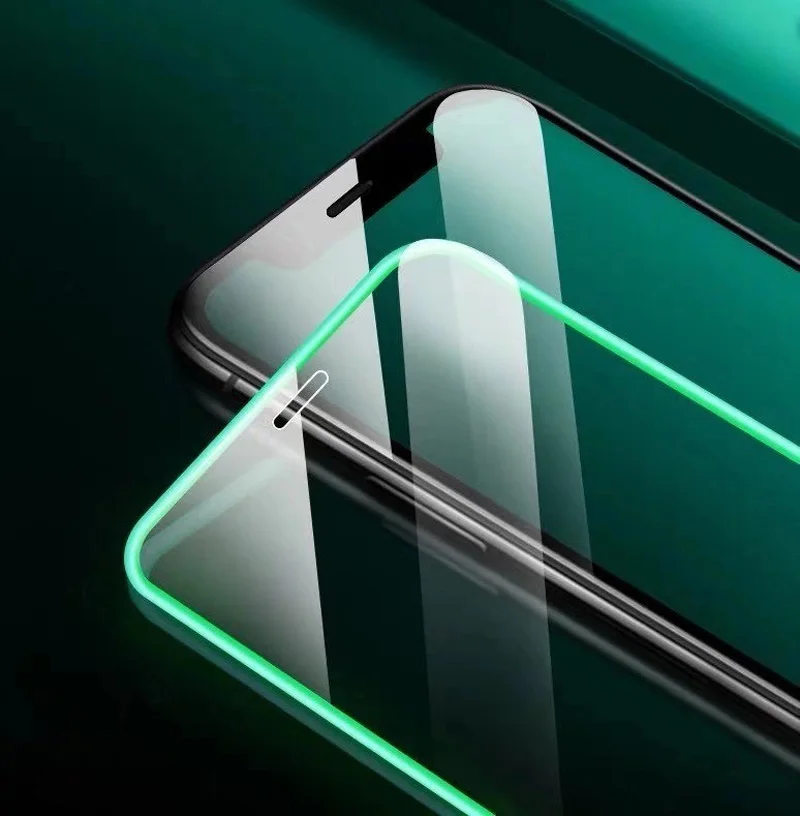 

hot selling anti shock edge luminous tempered glass screen protector for iphone 12 pro max film, Black