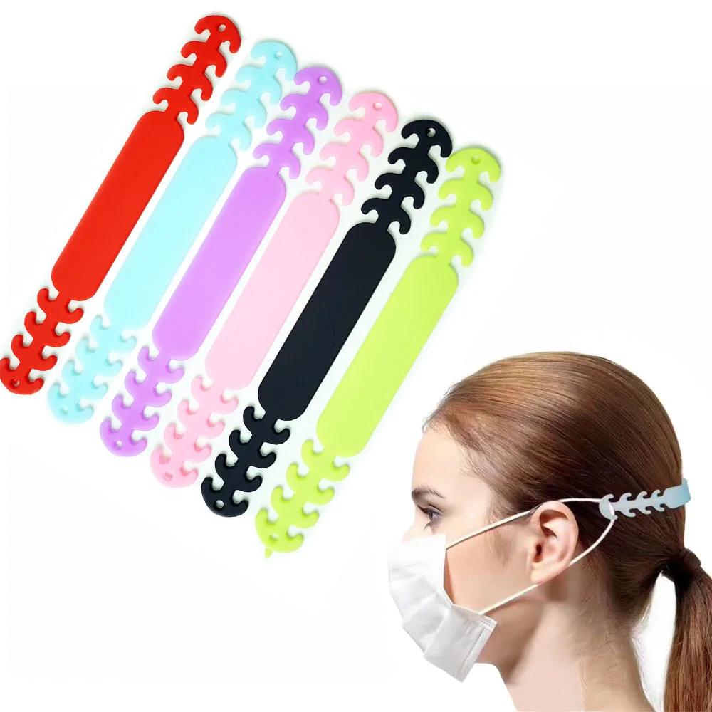 

Facemask strap extend ear rope model protective ear long time wearing hook adjustable buckle adjuster, Black,white,pink,blue,transparent