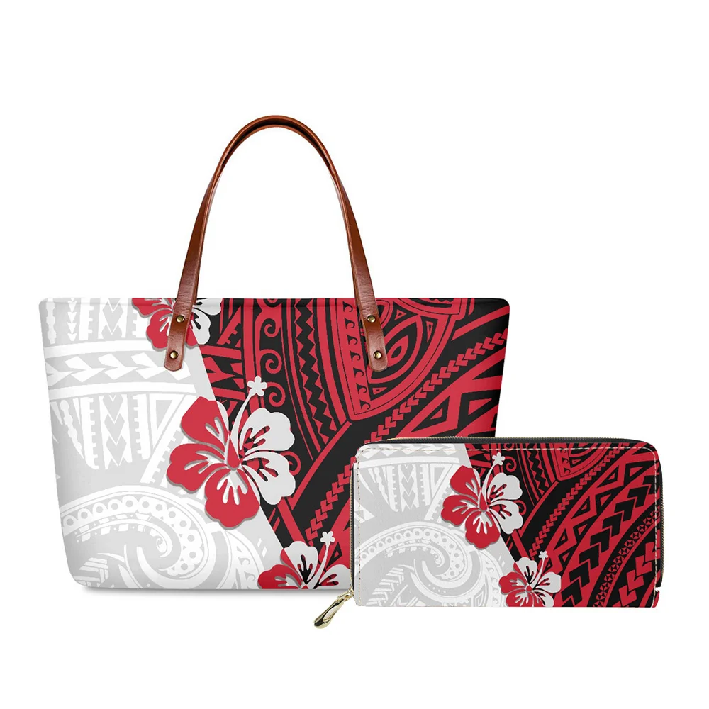 

Washable Ladies Shoulder Bags for Women Polynesian Tribal Samoan Print Handbags Wallet Set Custom Tote purses and handbags 2022, Customizable