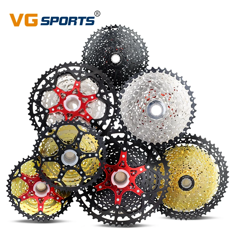 

VG SPORTS 8 9 10 11 12 Speed Mountain Bike Cassette Separate Freewheel Aluminum Bracket Sprocket, Silver/gold/black