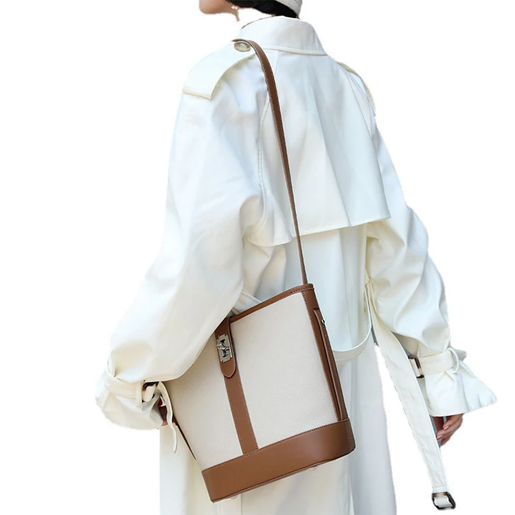 

EGL147 Korean fashion one-shoulder bucket bag hight quality women tote designer handbags genuine leather 2021