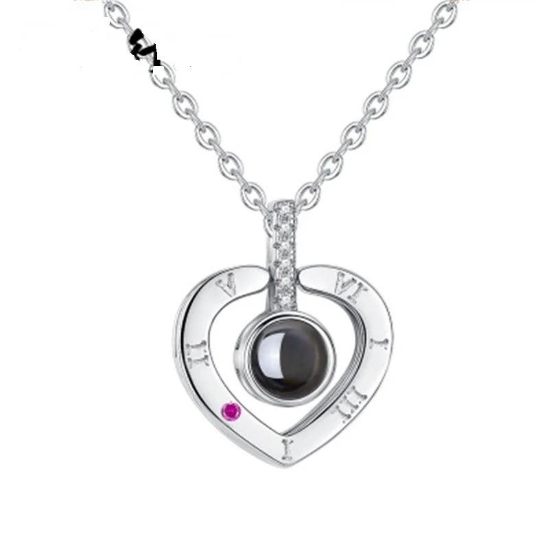 

Trendy Projection Necklace for Women Valentine Gift 100 Languages I Love You Memory Necklaces Jewelry, Silver, gold