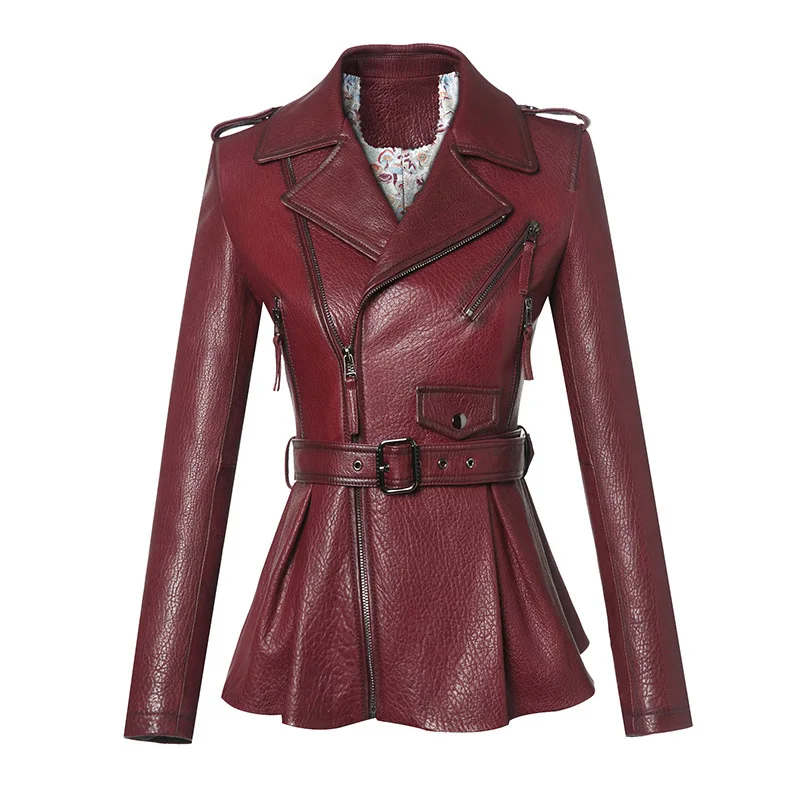 

2021 autumn and winter new leather ladies leather jacket
